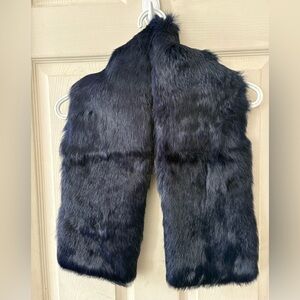 Plush Navy Rabbit Fur Scarf